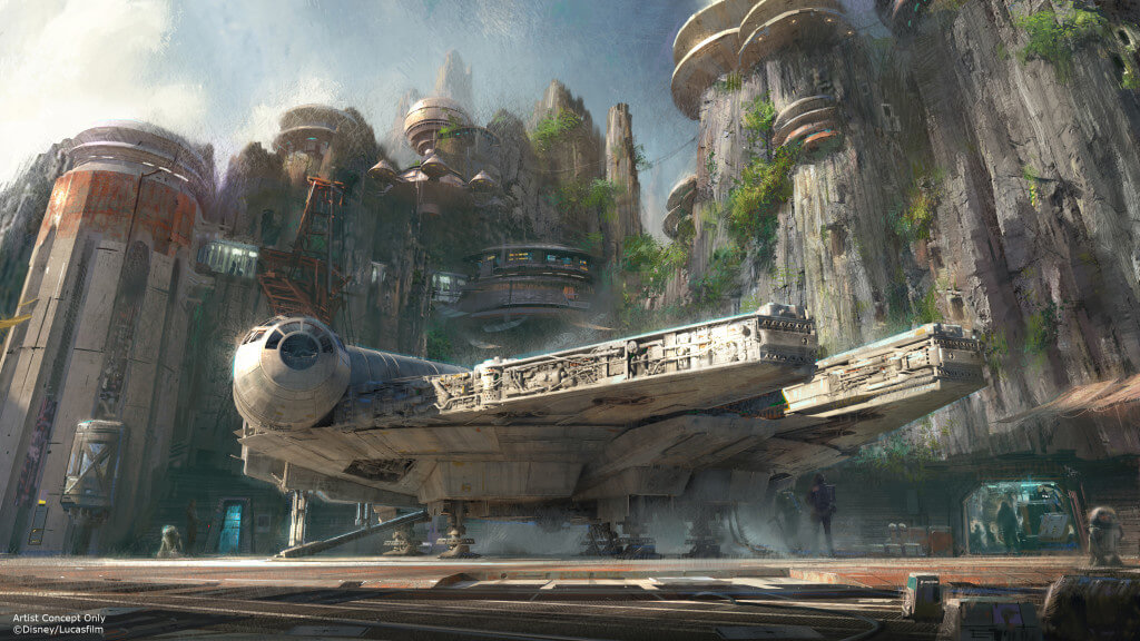 Star Wars-Themed Lands Coming to Disney Parks – Walt Disney Company Chairman and CEO Bob Iger announced at D23 EXPO 2015 that Star Wars-themed lands will be coming to Disneyland park in Anaheim, Calif., and Disney’s Hollywood Studios in Orlando, Fla., creating Disney’s largest single-themed land expansions ever at 14-acres each, transporting guests to a never-before-seen planet, a remote trading port and one of the last stops before wild space where Star Wars characters and their stories come to life.  These authentic lands will have two signature attractions, including the ability to take the controls of one of the most recognizable ships in the galaxy, the Millennium Falcon, on a customized secret mission, and an epic Star Wars adventure that puts guests in the middle of a climactic battle. (Disney Parks
